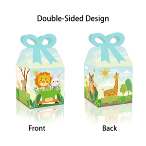 Huancai 12 PCS Jungle Party Favor <strong>Box</strong> <strong>Safari</strong> Animals Paper Bow Boxes Cookie Candy Treat Boxes for Kids Birthday Party Supplies - Product Image 3