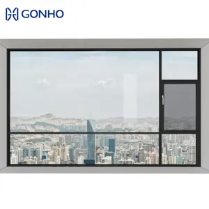 Glazing GONHO Facades Thermal Break Double Glazing Soundproof Single Leaf Fiberglass Storm Proof Black Aluminum Casement Windows