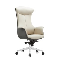 Chaise de bureau de direction en cuir véritable, confortable pour une utilisation prolongée, chaise de patron pivotante et roulante, moderne