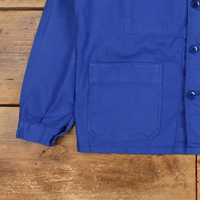 Veste de travail vintage française pour homme, en coton bleu, pour le travail