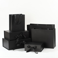 Boîte cadeau pliable en carton rigide noir mat de luxe avec logo personnalisé de qualité supérieure, fermeture magnétique vide