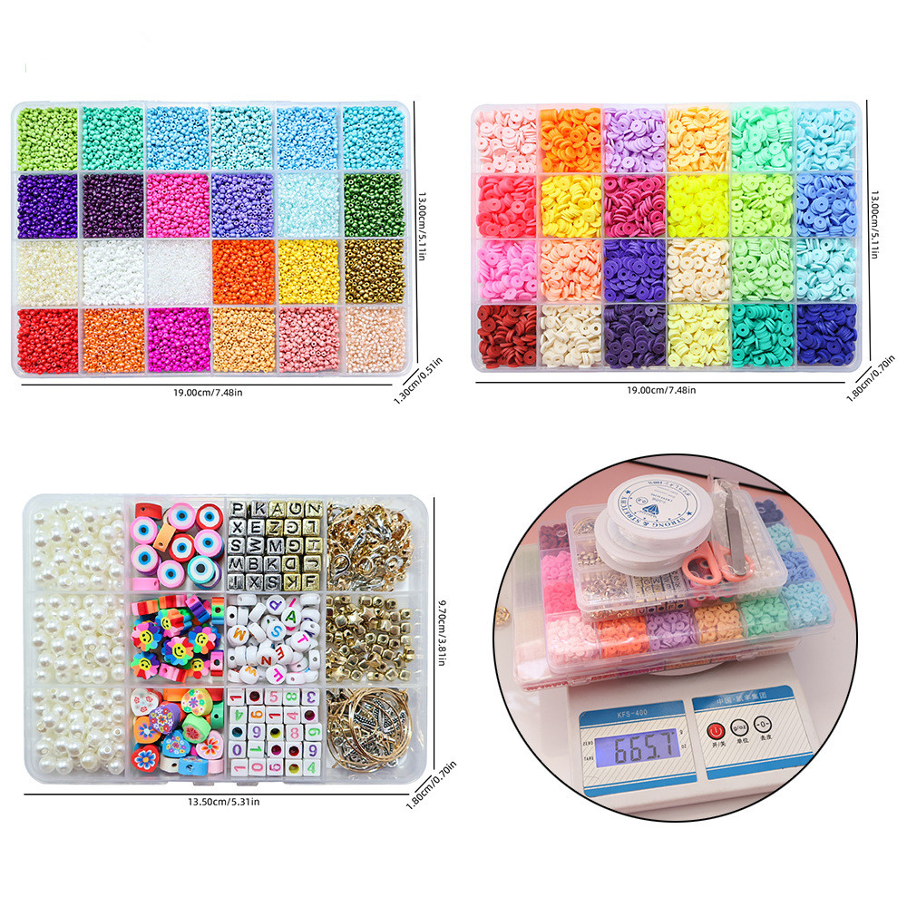 Girls Friendship Bracelet DIY Glass Seed Beads Jewelry Making Bracelet Waist Beads Kits Flat Polymer Clay Beads