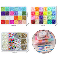 Kits de Fabrication de Bijoux DIY pour Filles : Bracelets d'Amitié, Perles de Verre, Perles de Taille et Perles Plates en Argile Polymère