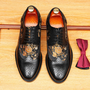 Zapatos Formales de Cuero Genuino con Cordones, Punta Redonda, Bordados con Puntos, Transpirables, Ligeros y Antideslizantes - Product Image 5