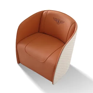 igh端真皮休息室口音沙发椅意大利设计北欧风格简约真皮单椅豪华客厅家具