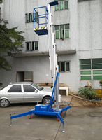 Plateforme de travail en hauteur semi-électrique à mât unique en aluminium de 125 kg, 10 m, AC 110-220V