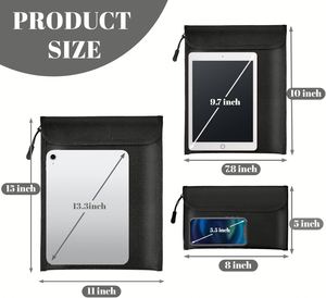 3-Pack Black Fireproof Waterproof <b>Document</b> <b>Bag</b> 2000℉ Money ID Social Security Card Protector Zipper Pouch Fire Proof - Product Image 2