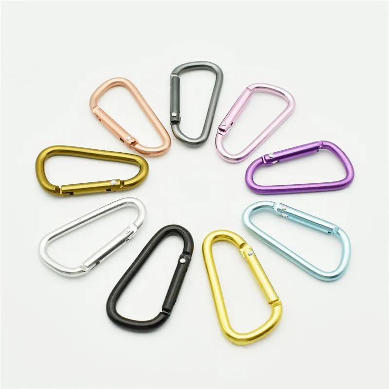 Hot sale carabiner locking key chain clip d-ring hook tool , mono color d - shaped gold carabiner keychain