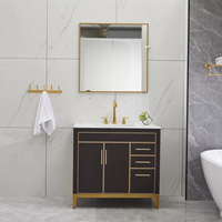 Meuble-lavabo moderne d'hôtel Meuble-lavabo de salle de bain en MDF/contreplaqué avec LED Finition laquée Miroir Panneau mélaminé Porte élégante de lavabo d'hôtel Design