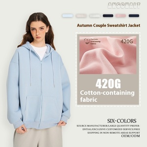 Cardigan tendance américain avec logo imprimé sur le devant, veste décontractée à capuche avec fermeture éclair pour le printemps et l'automne, en tissu tricoté imprimé - Product Image 2