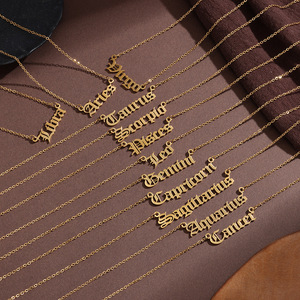 Nuevo collar de acero inoxidable con letra del signo zodiacal, cadena O de oro de 18K, exclusivo, de alta gama, versátil, cadena de clavícula para uso diario. - Product Image 2