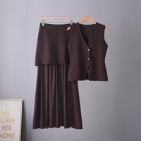 Ensemble robe en tricot taille haute polyvalente et décontractée pour femme - Tendance