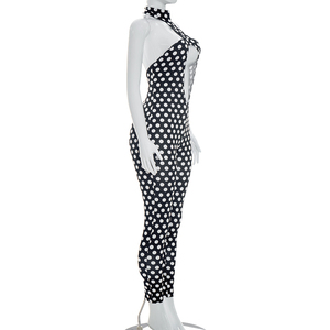 Viviblook D26JP107 Combinaison d'été pour femme, nouvelle combinaison sexy sans manches à pois, dos nu, style décontracté - Product Image 3