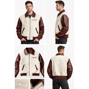 Chaqueta de Cuero PU Personalizada para Hombre, Chaqueta Bomber con Parches, Chaqueta Abrigada de Invierno, Fabricante OEM ODM - Product Image 2