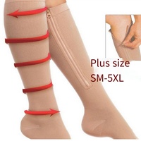 Chaussettes de compression à bout ouvert 15-20Mmhg pour hommes en surpoids femmes large grande taille équipage avec fermeture éclair orthopédique pour la saison de printemps