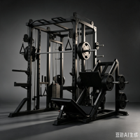 Rack de Squat Tout-en-un de Luxe avec Poids de 100 kg, Presse à Jambes à 45 Degrés, Entraîneur Fonctionnel Contrepoids et Machine Smith Sélecteur de Poids