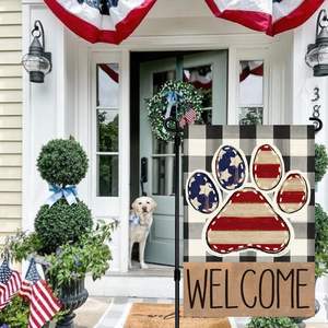 4th rabusofa ธงชาติในสวน12X18นิ้วลายอุ้งเท้าธงอเมริกันสองด้านลายควายลายตารางเล็กกลางแจ้ง - Product Image 2