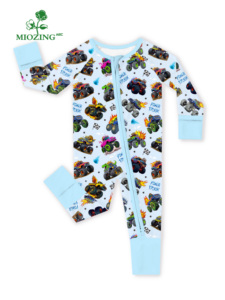 Miozing Monster Truck Racing Soft Bamboo Baby Sleeper Two-way Zipper Romper Breathable Cozy Sleepwear untuk Bayi Tersedia di Stok - Product Image 2