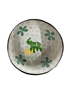 Handcrafted Vietnamese <b>Coconut</b> <b>Shell</b> Bowl Colored Bowl with Mother of Peal Inlay at Cheap Price - Product Image 4