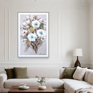 Vente flash - <span class=keywords><strong>Peinture</strong></span> à l'huile florale texturée <span class=keywords><strong>de</strong></span> couleur pastel <span class=keywords><strong>moderne</strong></span>, <span class=keywords><strong>bouquet</strong></span> <span class=keywords><strong>de</strong></span> <span class=keywords><strong>fleurs</strong></span> mélangées, art mural, peintures <span class=keywords><strong>de</strong></span> paysages floraux - Product Image 2