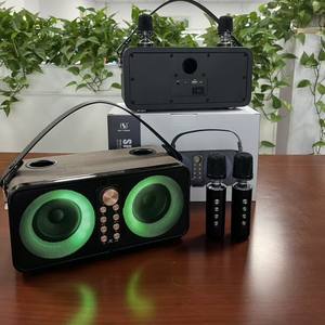 YS607 Enceinte portable sans fil double, motif cuir, pour extérieur et intérieur, avec fonction Karaoké - Product Image 3