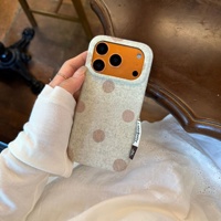 Coque de protection intégrale en velours à pois style coréen pour iPhone 18 Pro Max, également compatible avec iPhone 17, 16, 15, 14, 13