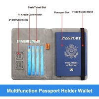 Portefeuille de voyage en cuir avec blocage RFID, organiseur de documents et étui pour passeport avec bande élastique