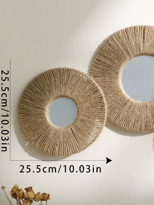 <span class=keywords><strong>Espejo</strong></span> de pared redondo, Espejos decorativos colgantes con <span class=keywords><strong>cuerda</strong></span> de cáñamo tejida, espejos bohemios para decoración de pared, dormitorio, sala de estar y baño - Product Image 6