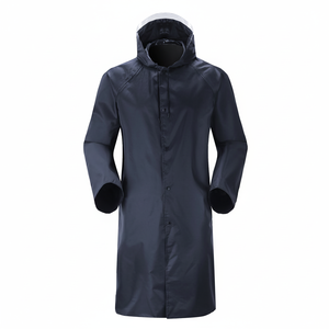 Veste de pluie longue et légère avec capuche pour hommes, faite sur mesure, entièrement imperméable pour les voyages et les visites en plein air, services de vente en gros OEM - Product Image 1
