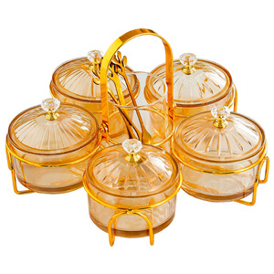 Snack Dishes With Lid Round Glass <b>Container</b> With Handle For Party Food Storage - Product Image 5