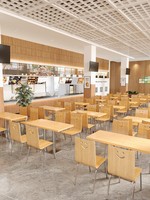 Ensemble table et chaises de restaurant minimaliste moderne personnalisable et écologique pour restauration rapide, snack-bar, hôtel, salle à manger