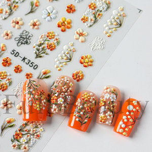 Personnalisé 3D/5D En Relief Fleurs Nail Decal DIY Adhésif Press-on Sticker Style Français <span class=keywords><strong>Manucure</strong></span> Accessoires Produits De Beauté Hot Art - Product Image 6