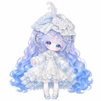Poupée en peluche Lolita personnalisée avec robe en dentelle, cheveux longs bouclés et bonnet perlé, objet de collection, vente en gros