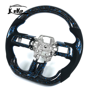 Volante de Fibra de Carbono Forjado en Polvo Azul Personalizado con Levas de Cambio Forjadas en Azul para GT350 GT500 2015-2023 - Product Image 2