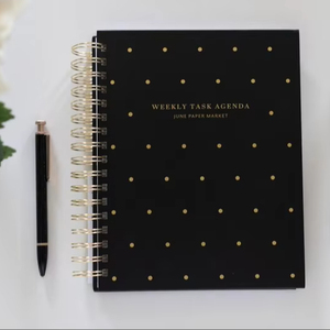 2025 Tapa dura sin fecha Happy Planner Cover negro planificador semanal cuaderno oro espiral planificador pegatinas para hacer lista regalo y bolígrafo - Product Image 1