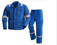 Combinaisons de Travail Ignifuges en Coton Haute Visibilité 2 Pièces Veste Pantalon Uniforme de Travailleur Pétrole Gaz Réfléchissant Sécurité Résistant à la Flamme FR FRC Vêtements de Travail