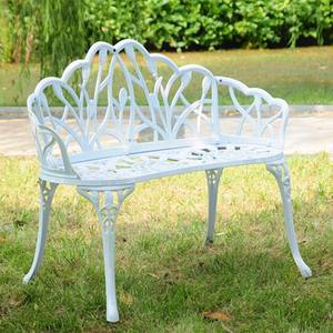 ม้านั่งในสวนทำจากอลูมิเนียมหล่อพร้อมที่วางเก้าอี้กลางแจ้งที่กันน้ำได้สำหรับสวนสนามหลังบ้าน - Product Image 4