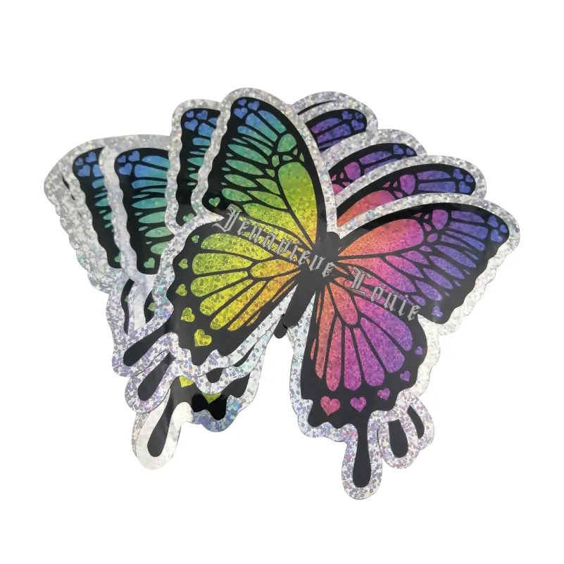 Stickers Customized Die Cut Hologram Rainbow Shiny Decoration Laptop Packaging Label Logo Adhesive Holographic Stickers