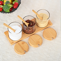 Offre Spéciale : Ensemble de Bocaux de Rangement en Verre Borosilicate Hermétiques, Capacité 300 ml, Empilables, Outils de Cuisine, Contenants à Épices, Plateau et Cuillère