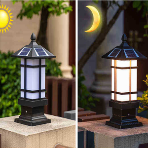 Lámpara de poste solar LED Lámpara de tapa de poste de valla Patrones de funcionamiento Guilloche Pilar regulable Columna de luz <span class=keywords><strong>Pedestal</strong></span> Linterna - Product Image 2