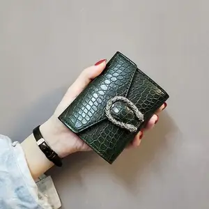 crocodile pattern simple ladies short wallet women's clutch bag wallet coin card purse