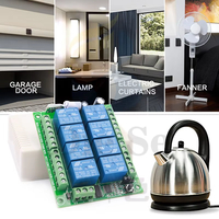 Module de relais 8 canaux DC 12V, télécommande sans fil 433 MHz RF, émetteur et récepteur
