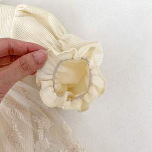 Gaun Romper renda lengan panjang anak perempuan, Gaun Bodysuit wafel modis musim gugur untuk bayi perempuan - Product Image 4