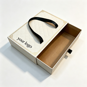 Custom Logo Rigid Paper <b>Drawer</b> Gift Box with <b>Insert</b> & Handle - Eco-friendly Ivory Board Packaging for Cosmetic OEM Wholesale - Product Image 2