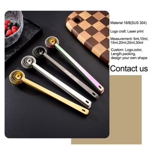 Custom logo 9.6 Inch 304 Stainless Steel Metal 5/10/15/20/25/30ml Coffee Powder Metal Kitchen Stainless Steel <b>Measuring</b> <b>Spoon</b> - Product Image 3