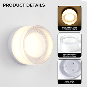 Applique murale LED créative en verre rond, éclairage d'intérieur, lampe murale, plafonnier pour salle de bain, porche, décoration (couleur blanche) - Product Image 3