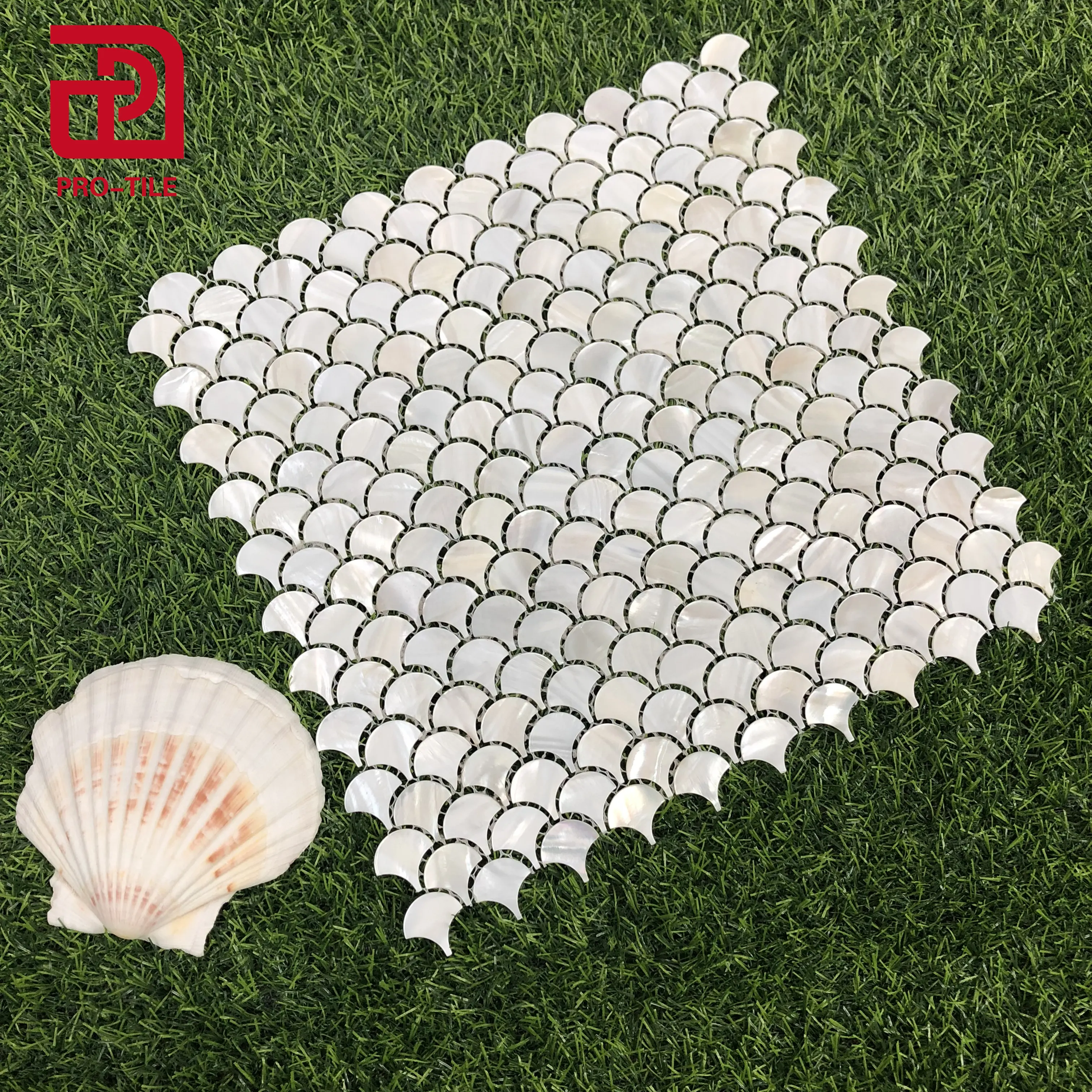 Luxury Irregular white Shell Mosaic Fish Scales Pattern Mosaic for decoration