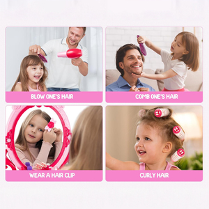 Trang điểm Vanity bảng bàn thiết lập đồ chơi với gương trẻ em trang điểm Vanity Set với ánh sáng âm nhạc giả vờ chơi máy sấy tóc đồ chơi cho trẻ em gái - Product Image 3