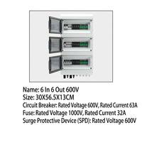 Boîtier de Combinaison Solaire DC IP65 Étanche à 6 Chaînes 600V avec Protection Contre les Surtensions et Fusibles DC pour Système Photovoltaïque