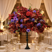 Décorations de table de mariage 50 cm 60 cm 70 cm 80 cm, arrangement floral de roses, verdure, boule de fleurs orange et violette, centres de table de mariage